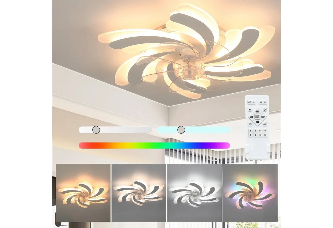 oyajia Deckenventilator mit LED & RGB Hintergrundlicht - Bild 3