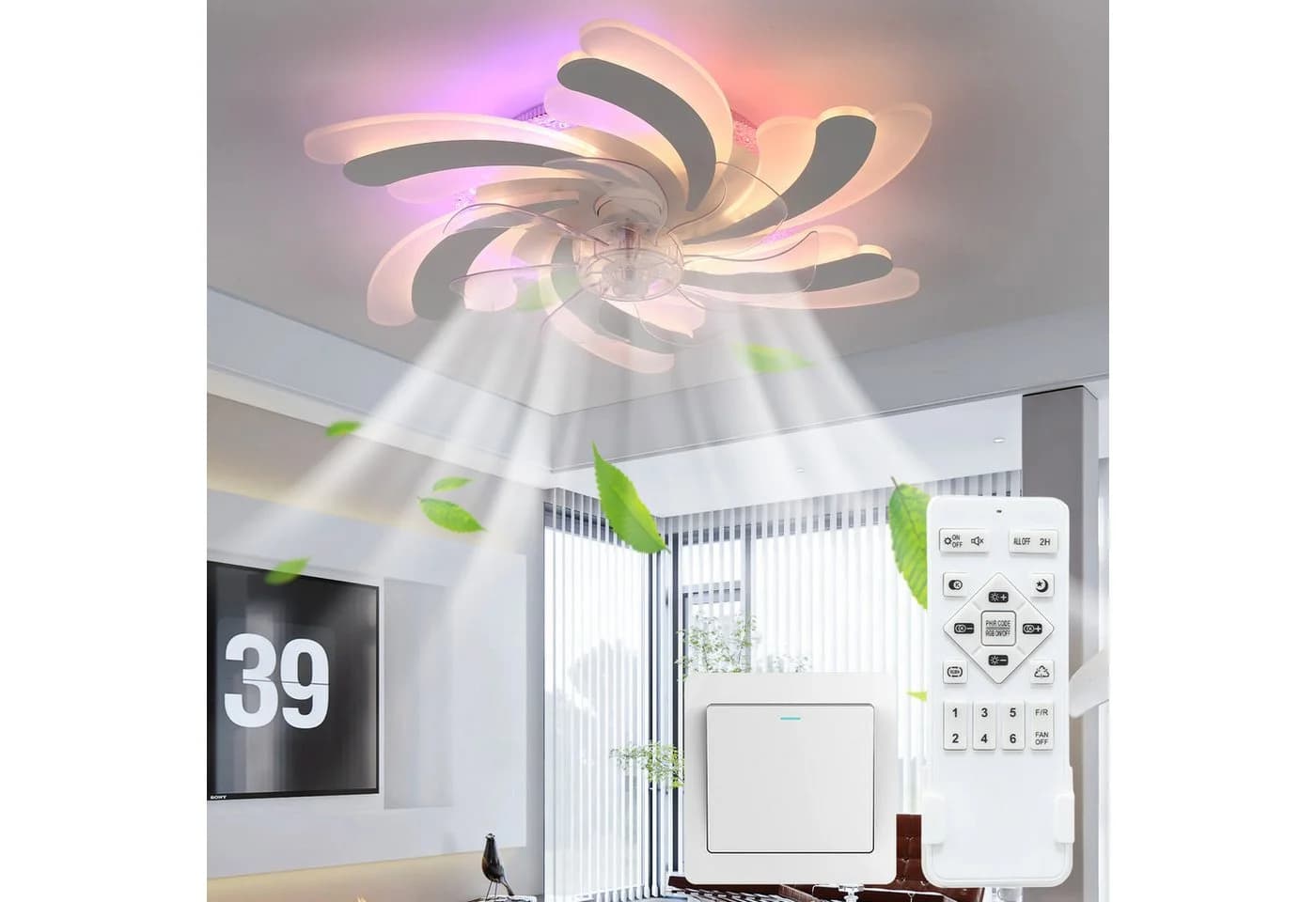 oyajia Deckenventilator mit LED & RGB Hintergrundlicht - Bild 4