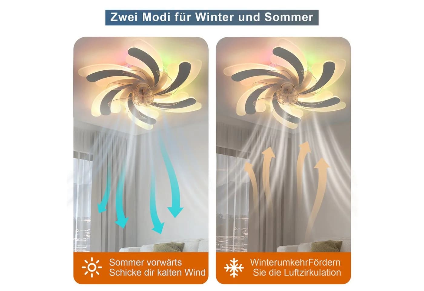 oyajia Deckenventilator mit LED & RGB Hintergrundlicht - Bild 5