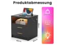 oyajia Nachttisch Weiß/Schwarz mit LED und Ladestation Bild 4