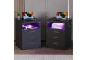 oyajia Nachttisch Weiß/Schwarz mit LED und Ladestation Bild 3