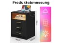 oyajia Nachttisch Weiß/Schwarz mit LED und Ladestation Bild 4