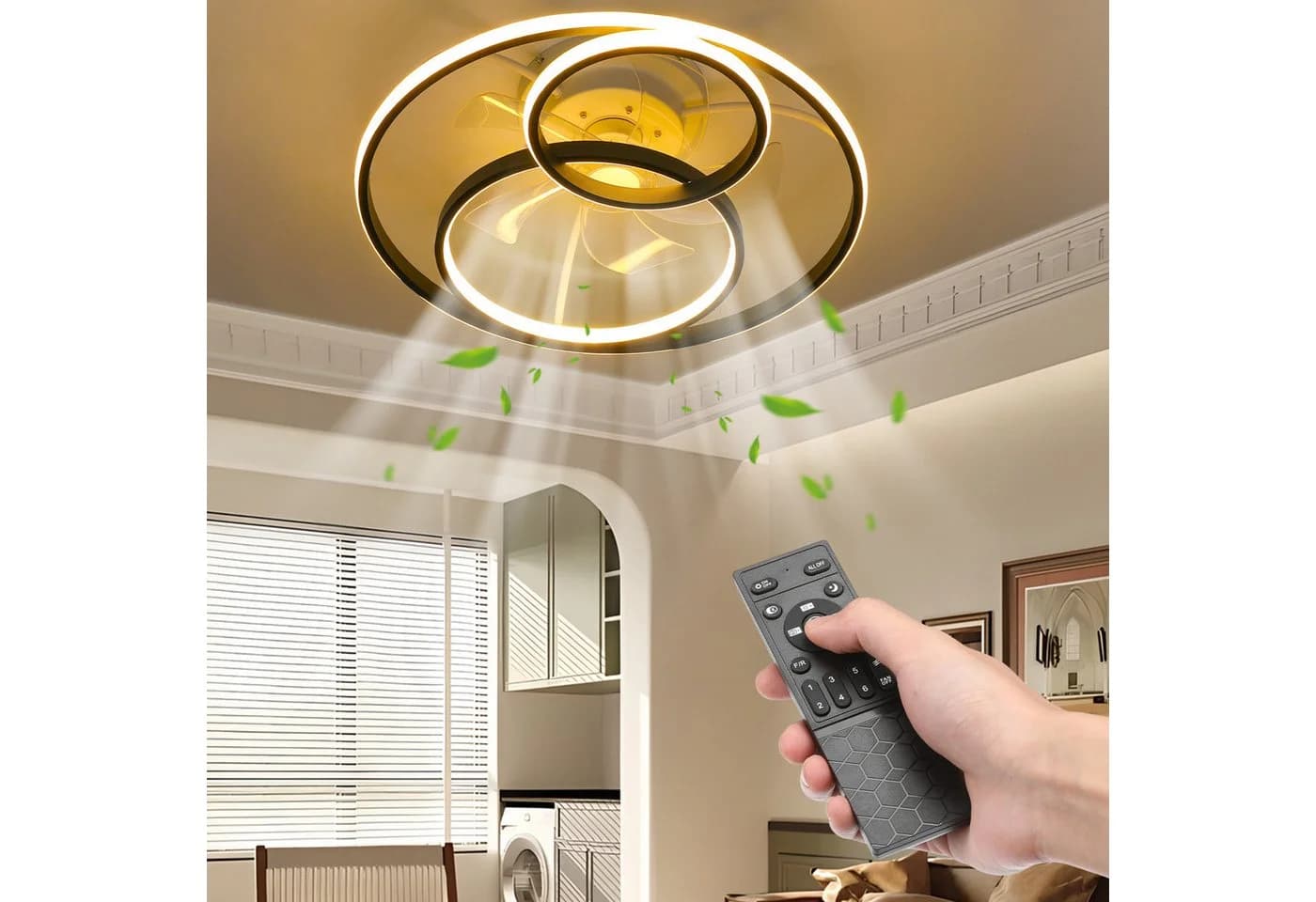 oyajia Deckenventilator mit LED Beleuchtung 55W Timer