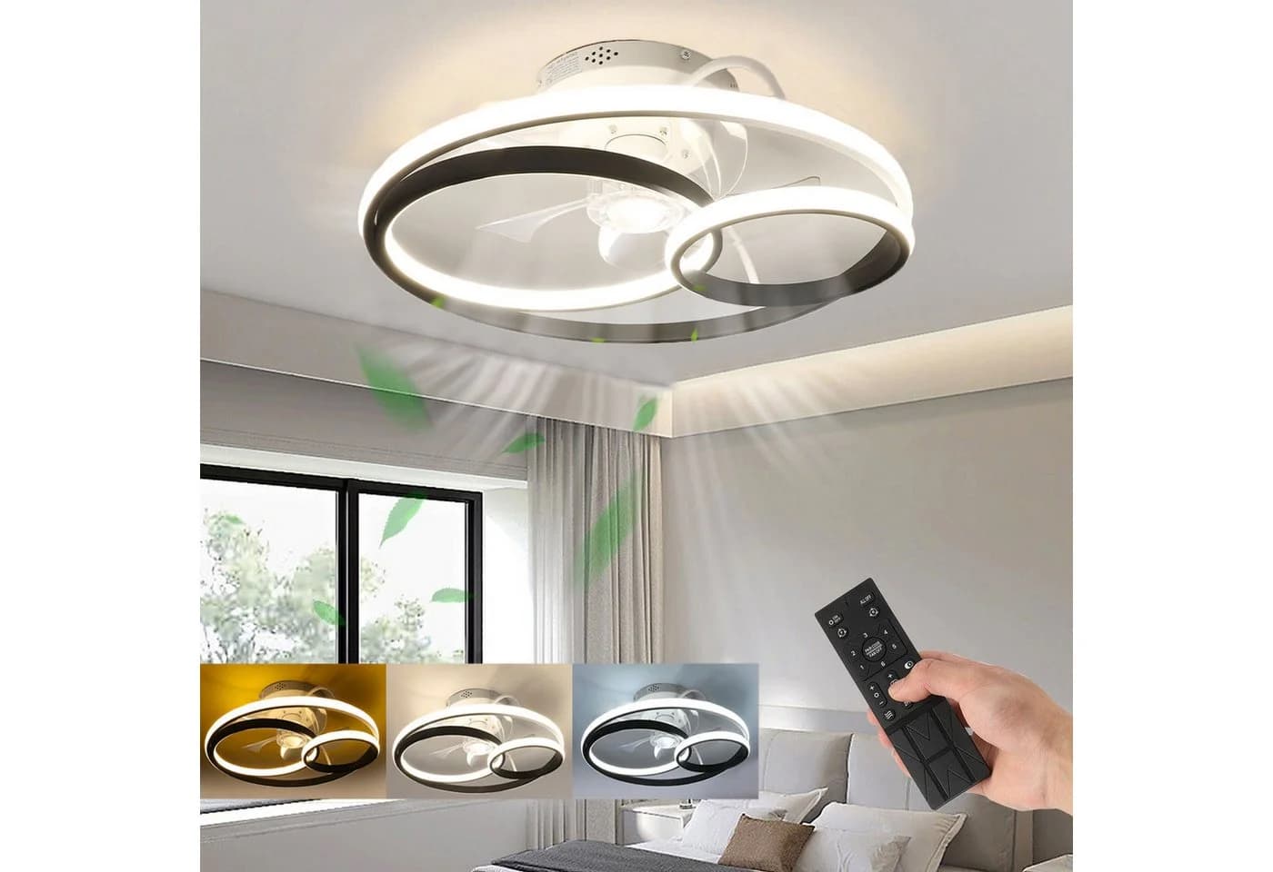 oyajia Deckenventilator mit LED Beleuchtung 55W Timer - Bild 2