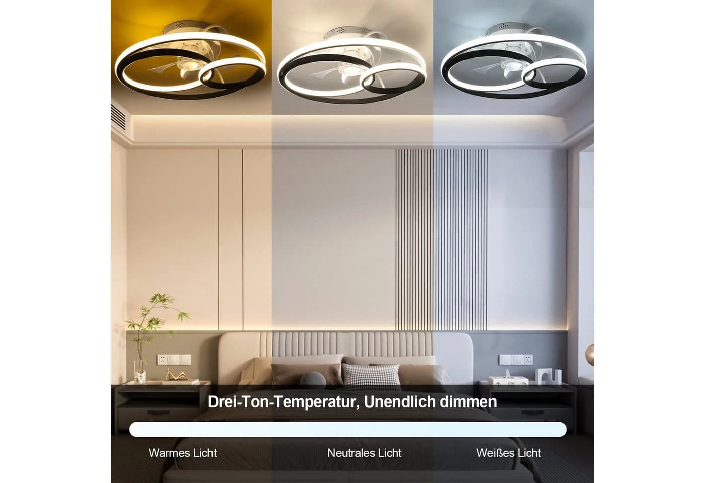 oyajia Deckenventilator mit LED Beleuchtung 55W Timer - Bild 3