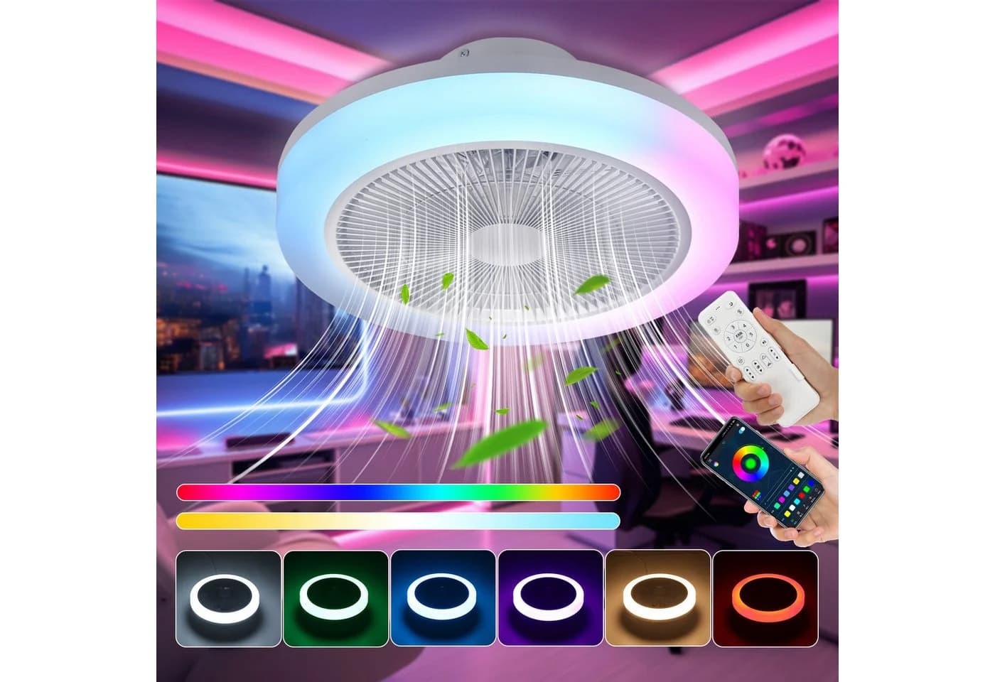 oyajia Deckenleuchte 50W Music LED mit Lautsprecher RGB Farbwechsel - Bild 2