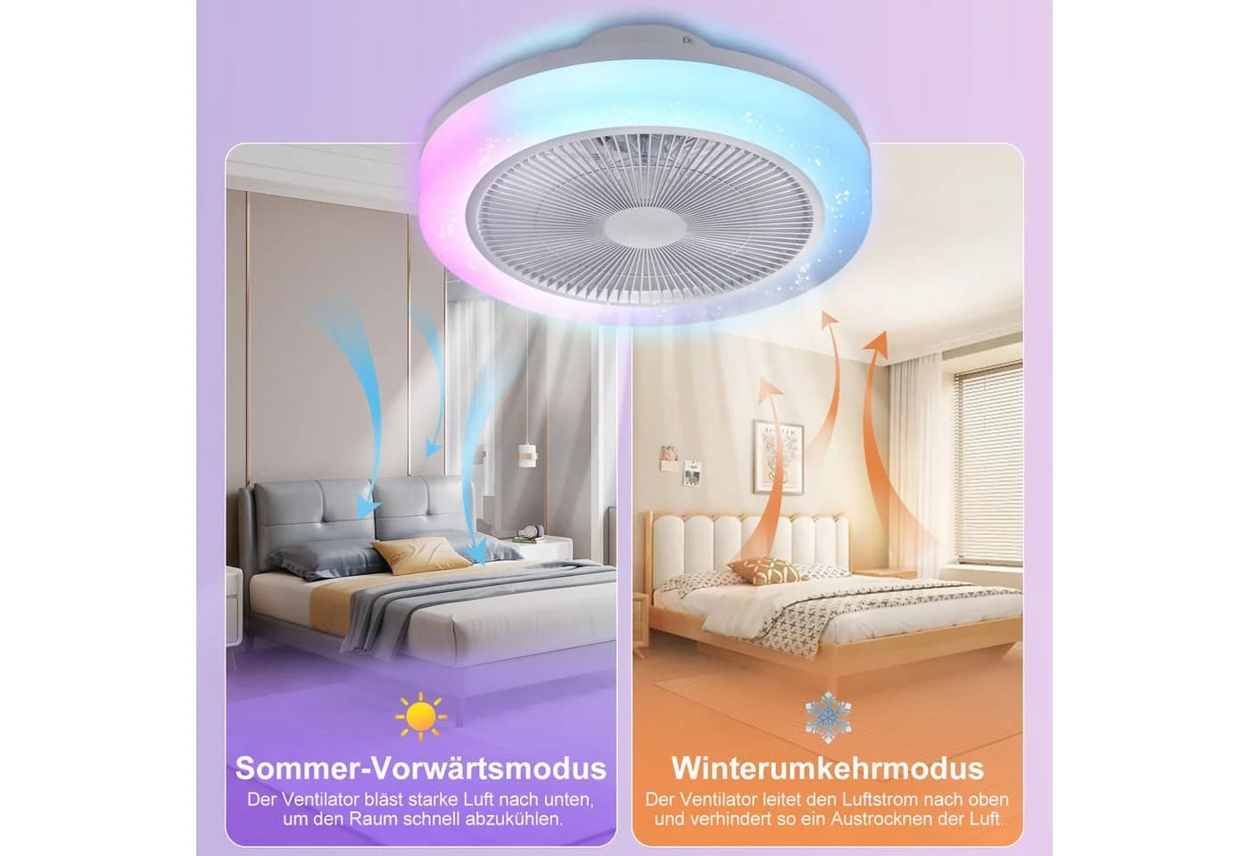 oyajia Deckenleuchte 50W Music LED mit Lautsprecher RGB Farbwechsel - Bild 3