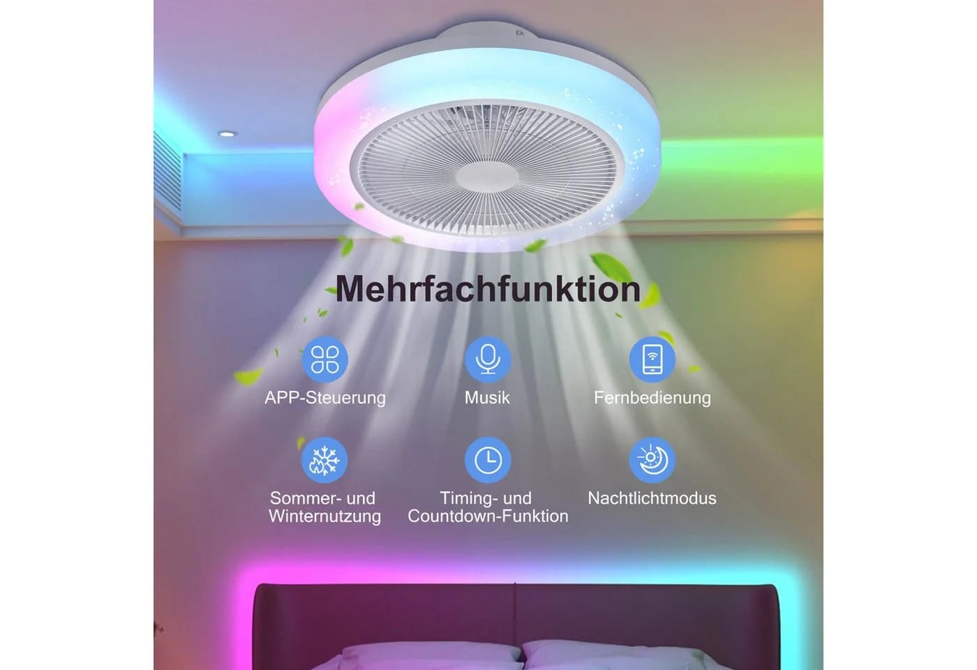oyajia Deckenleuchte 50W Music LED mit Lautsprecher RGB Farbwechsel - Bild 4