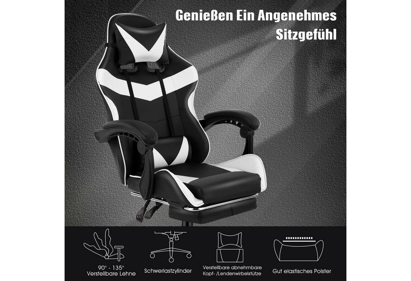 oyajia Gaming-Stuhl Ergonomisch Schwarz/Weiß - Bild 4