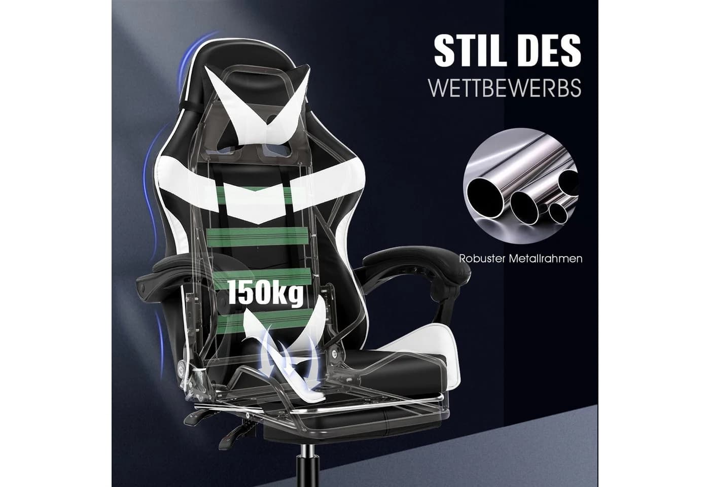 oyajia Gaming-Stuhl Ergonomisch Schwarz/Weiß - Bild 5