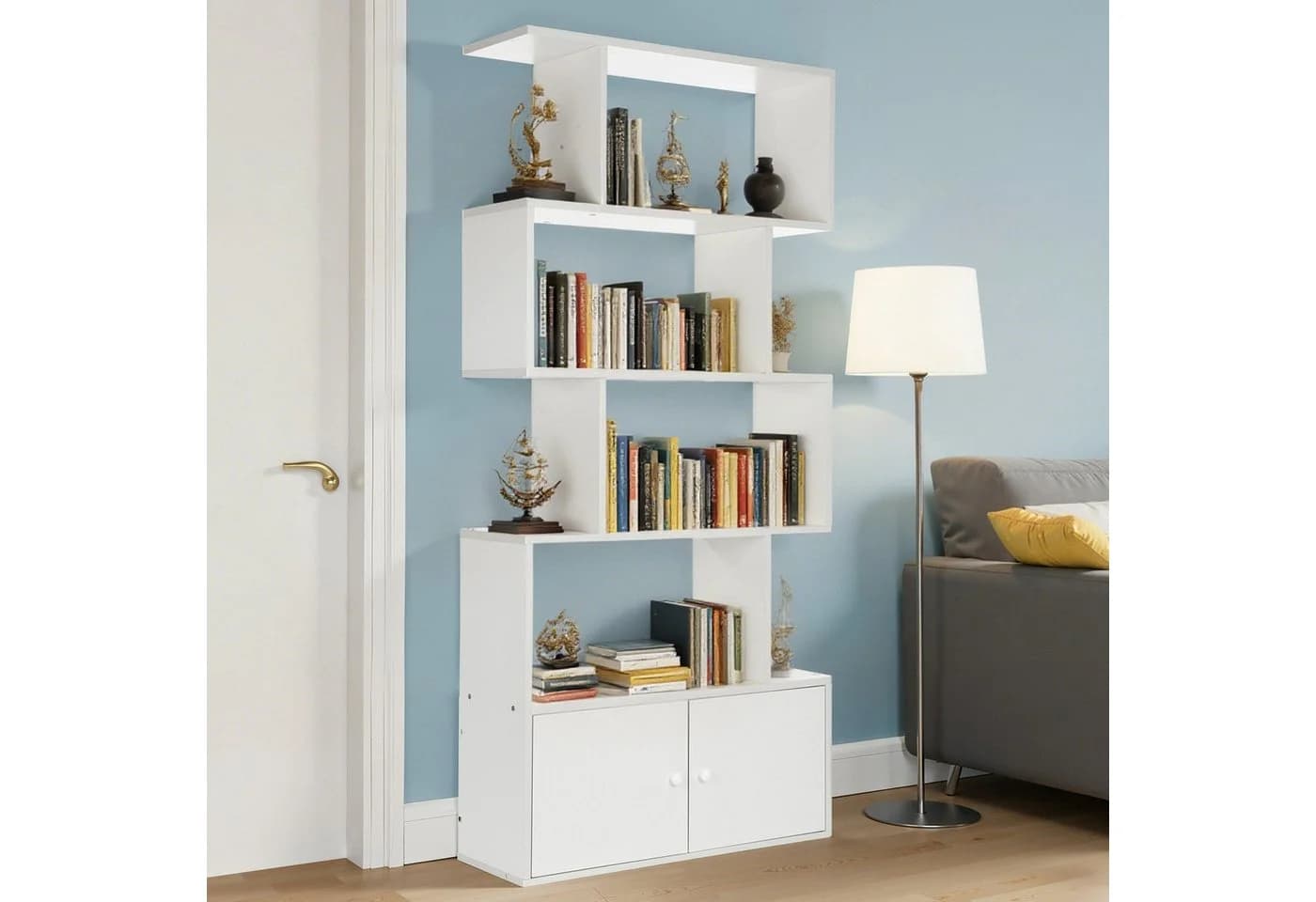 oyajia Bücherregal 151cm Weiß 4 Fächer Holzwerkstoff - Bild 2