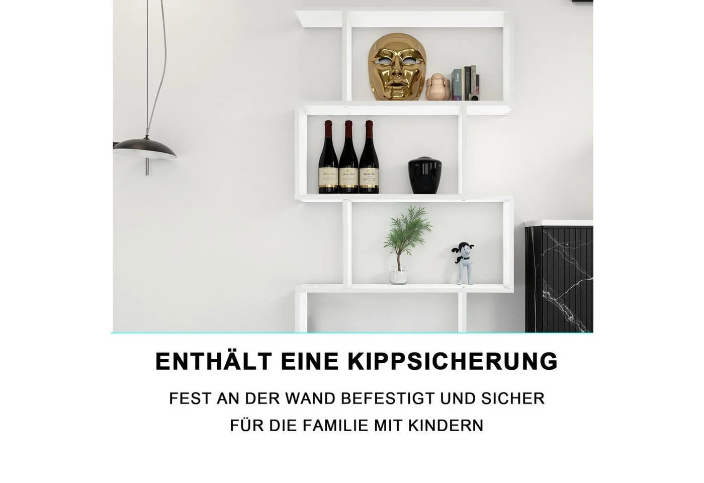 oyajia Bücherregal 151cm Weiß 4 Fächer Holzwerkstoff - Bild 5