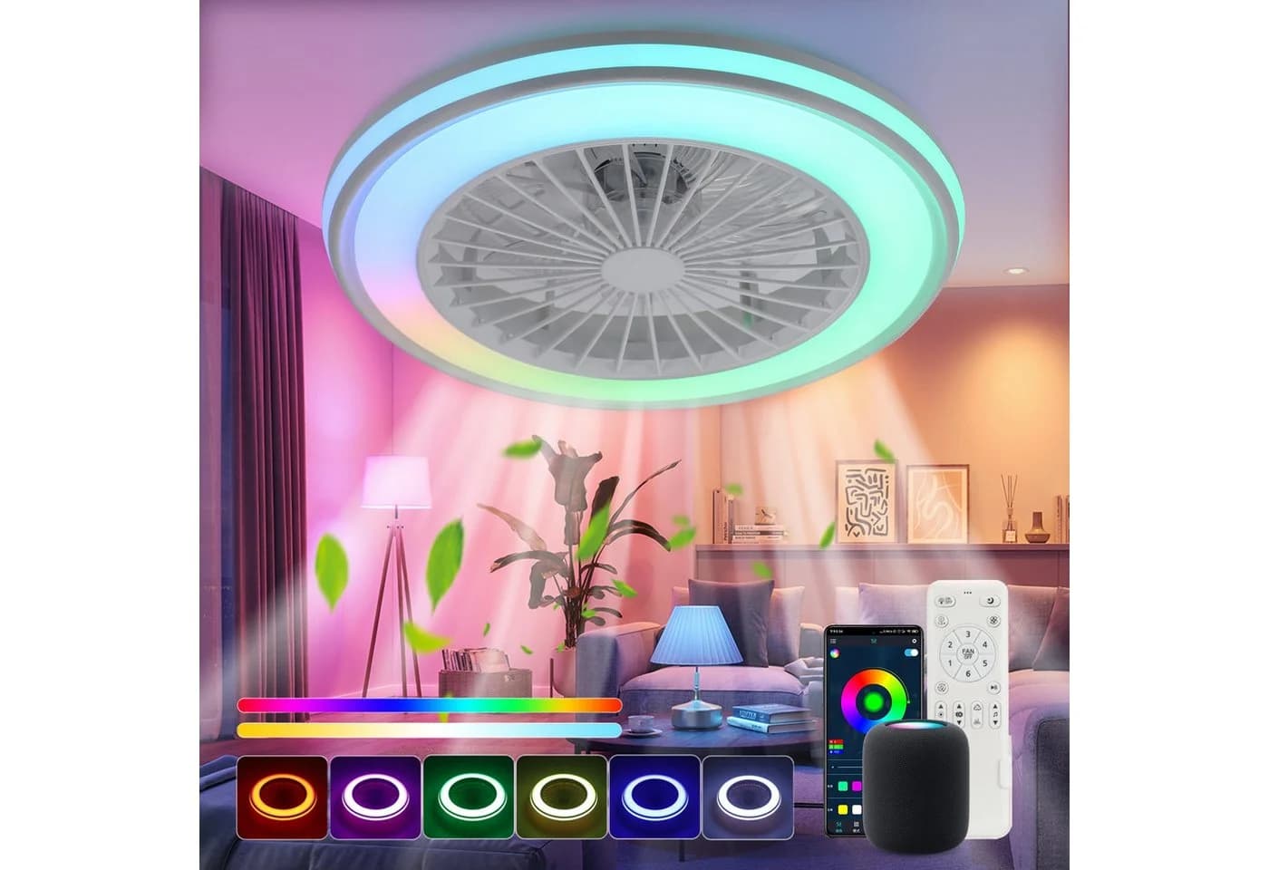 WILGOON Deckenleuchte Deckenventilator mit LED, RGB, Bluetooth - Bild 2