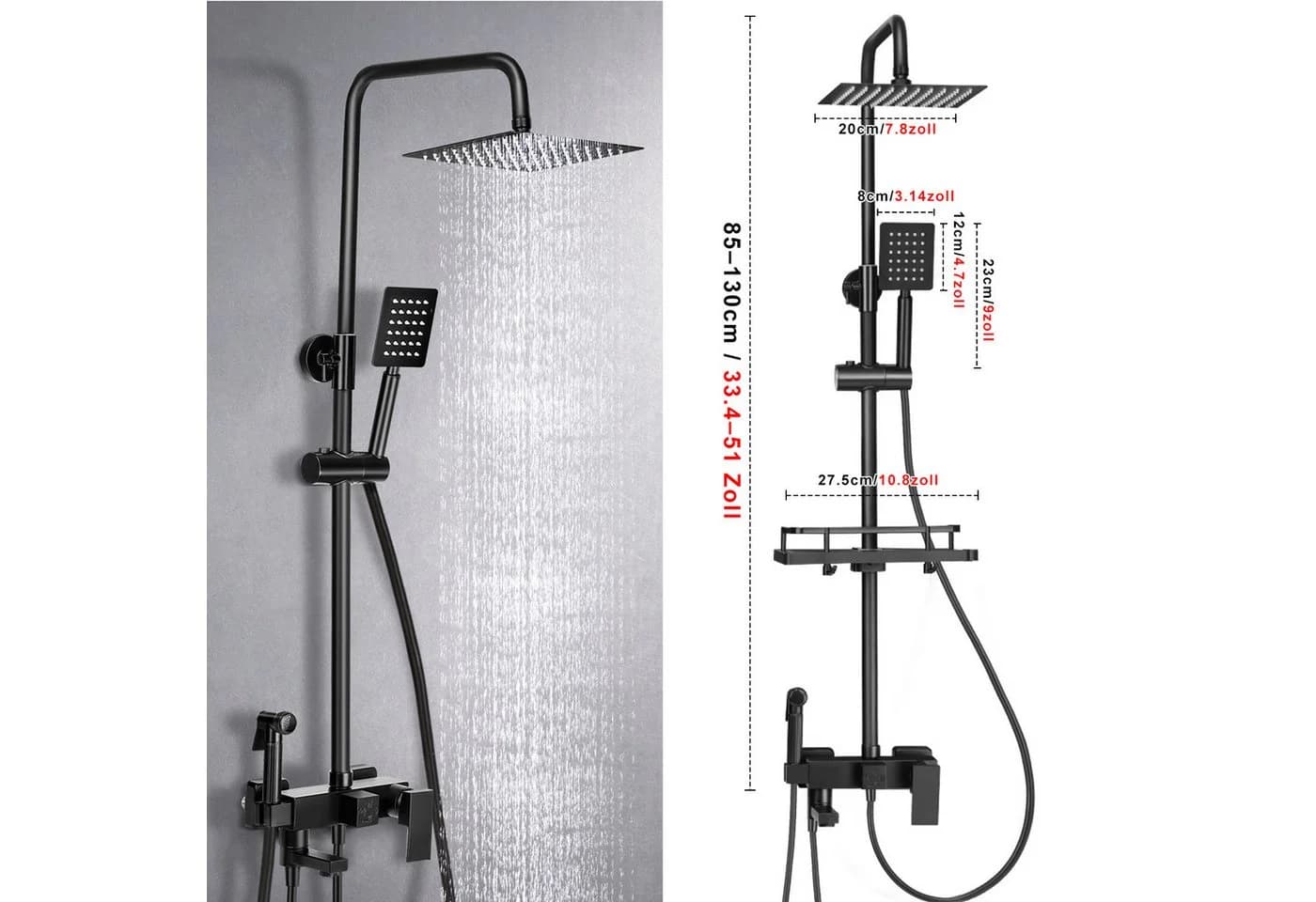 LOVONLIVE Duschsystem Edelstahl Thermostat Wassersparend