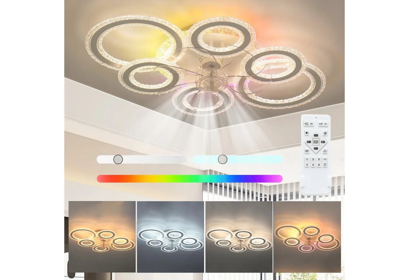 LETGOSPT Deckenleuchte 90W RGB-dimmbar mit Ventilator - Bild 2