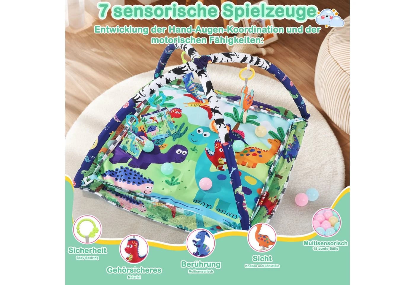 oyajia Spielmatte 75x75x53 cm Grün