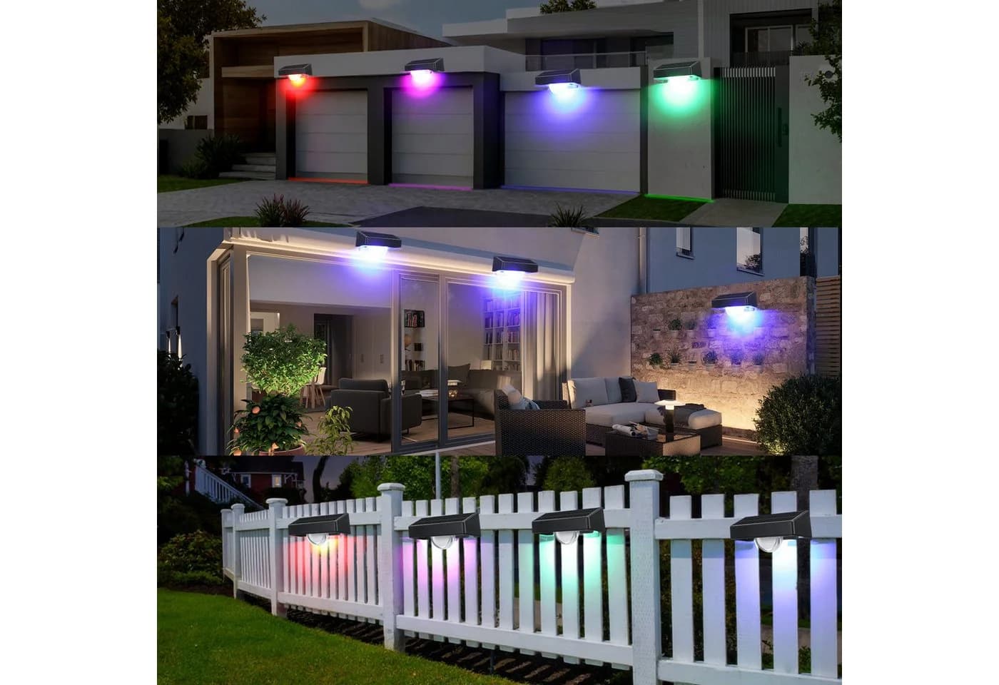 WILGOON LED Solar-Außenwandleuchte RGB IP65