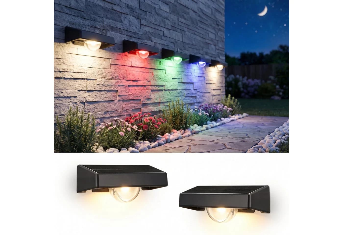 WILGOON LED Solar-Außenwandleuchte RGB IP65 - Bild 2