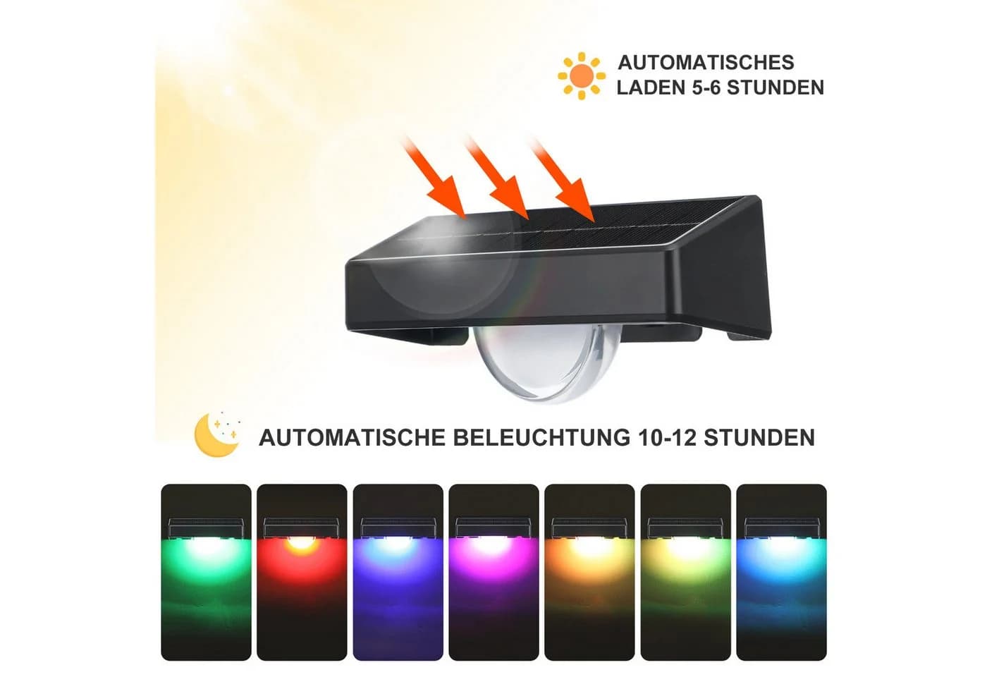 WILGOON LED Solar-Außenwandleuchte RGB IP65 - Bild 3