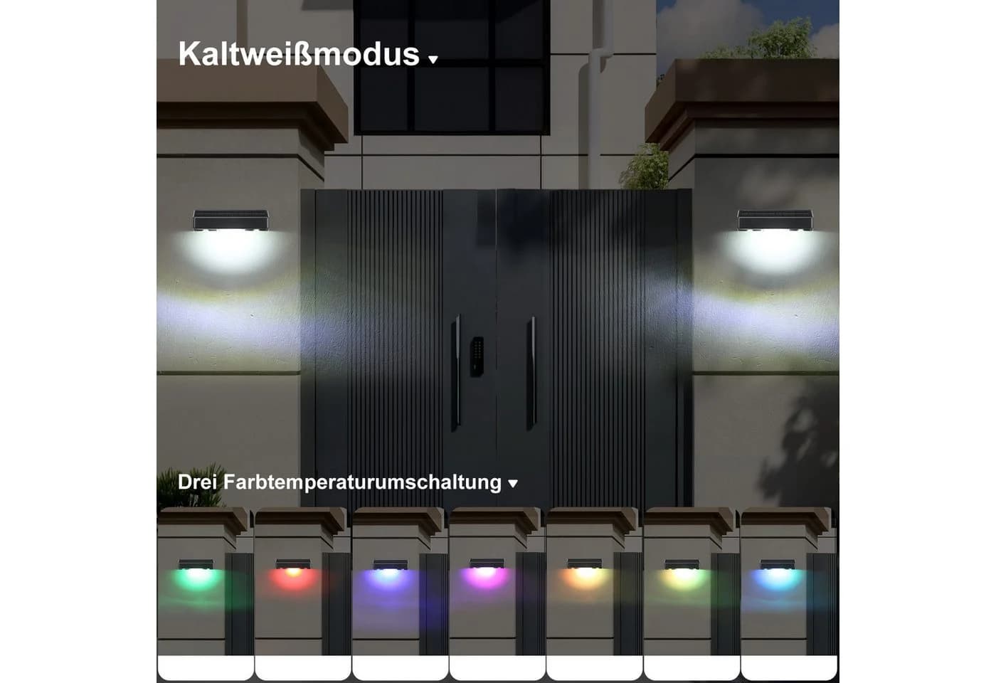 WILGOON LED Solar-Außenwandleuchte RGB IP65 - Bild 4