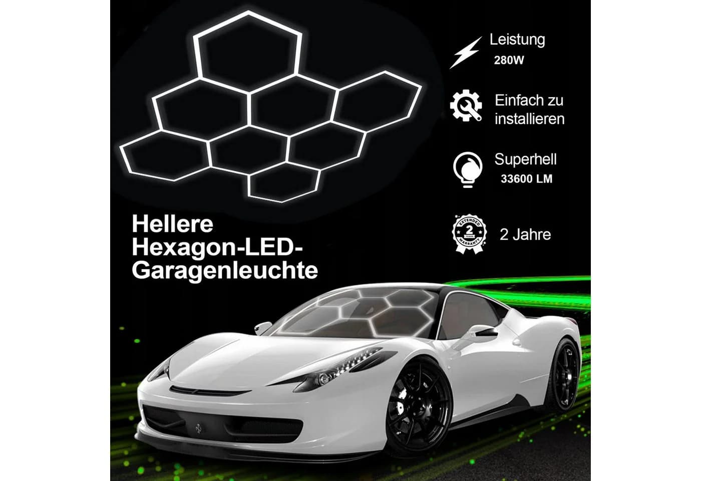 oyajia LED Deckenleuchte 8/10-Pack Hexagon Kaltweiß Garage Werkstatt - Bild 3