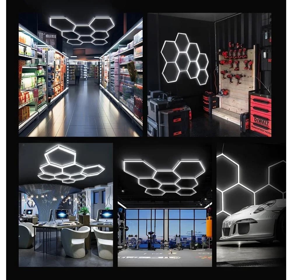 oyajia LED Deckenleuchte 8/10-Pack Hexagon Kaltweiß Garage Werkstatt - Bild 5