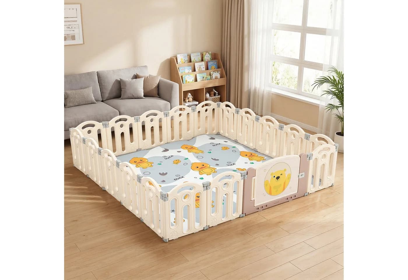 oyajia Laufgitter Laufstall Faltbar Laufgitter Baby Mit Tür und Spielzeugboard