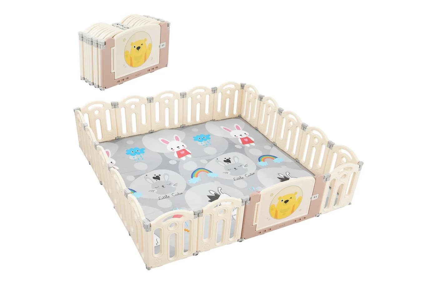 oyajia Laufgitter Laufstall Faltbar Laufgitter Baby Mit Tür und Spielzeugboard - Bild 2