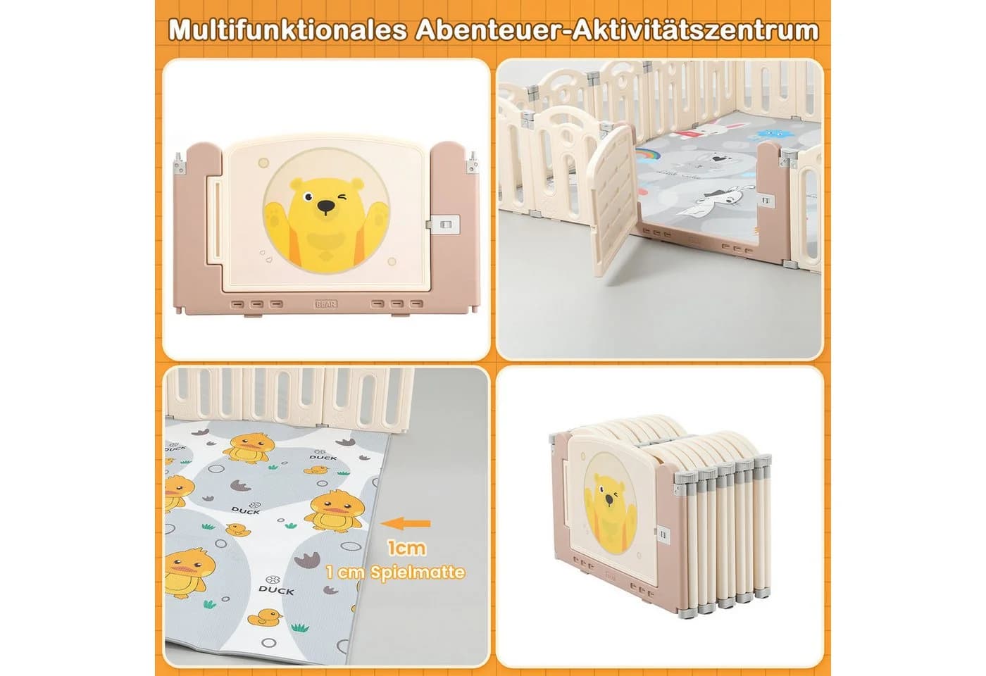 oyajia Laufgitter Laufstall Faltbar Laufgitter Baby Mit Tür und Spielzeugboard - Bild 3