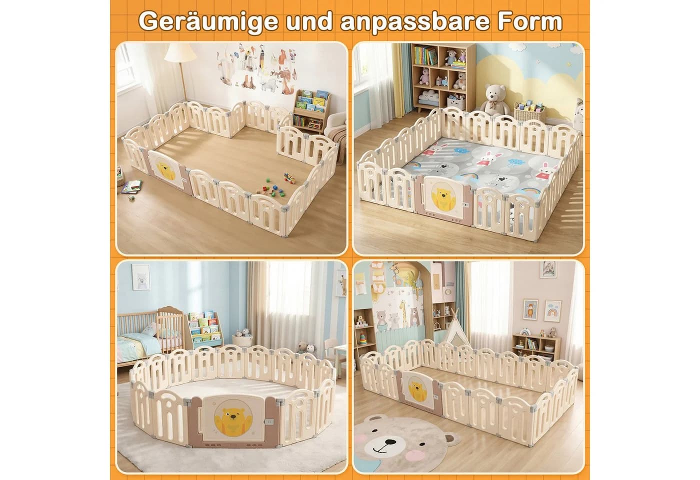 oyajia Laufgitter Laufstall Faltbar Laufgitter Baby Mit Tür und Spielzeugboard - Bild 4