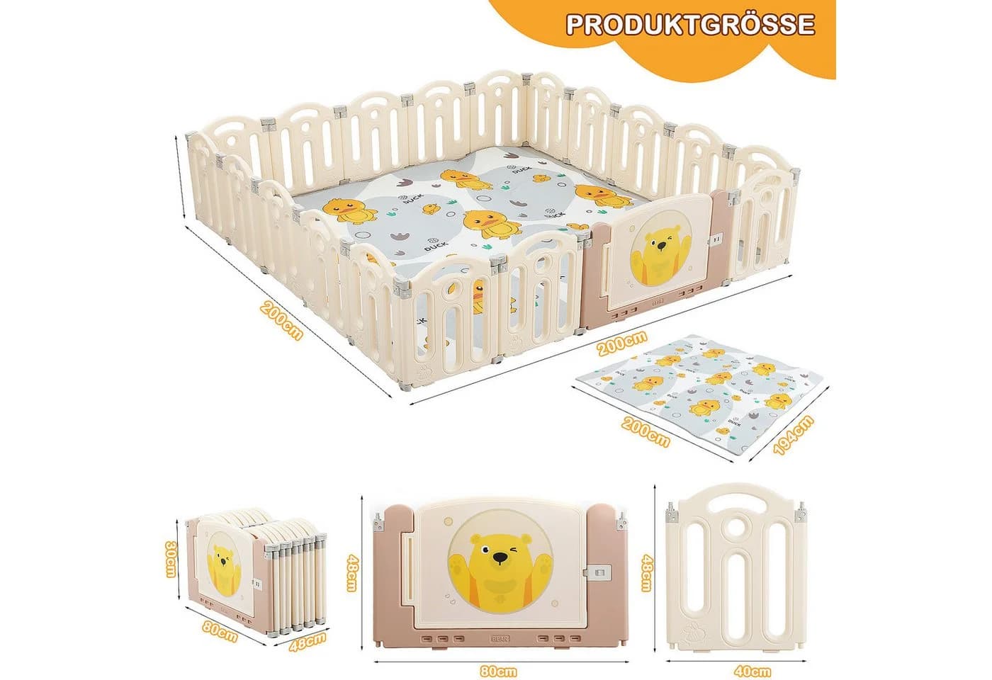oyajia Laufgitter Laufstall Faltbar Laufgitter Baby Mit Tür und Spielzeugboard - Bild 5