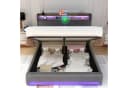 oyajia Polsterbett Doppelbett mit LED-Licht 140x200 cm, Hydraulisch anhebbarer Stauraumbett Bild 1