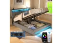 oyajia Polsterbett Doppelbett mit LED-Licht 140x200 cm, Hydraulisch anhebbarer Stauraumbett Bild 2