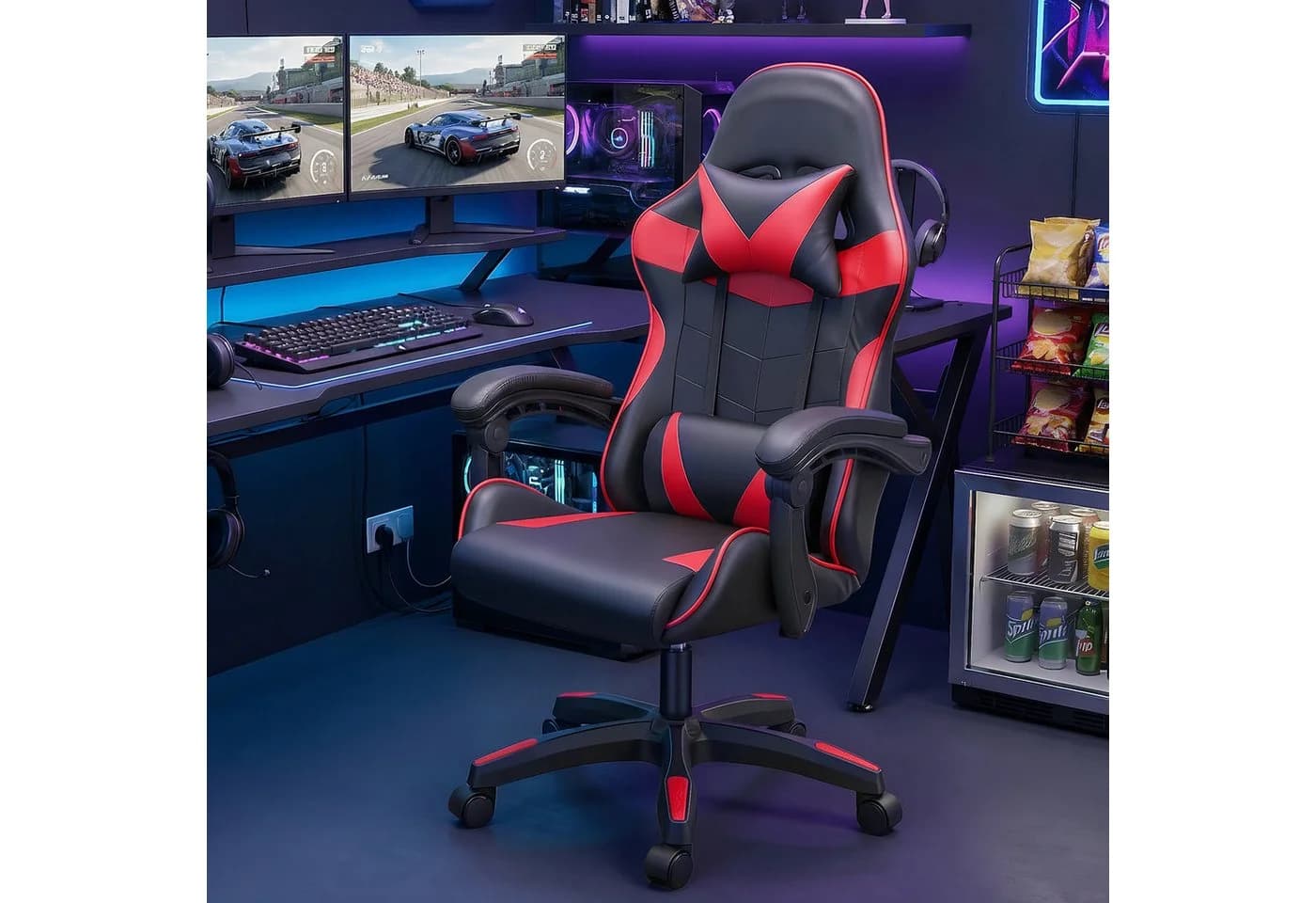 oyajia Gaming-Stuhl Ergonomisch mit Kopfstütze und Lendenkissen