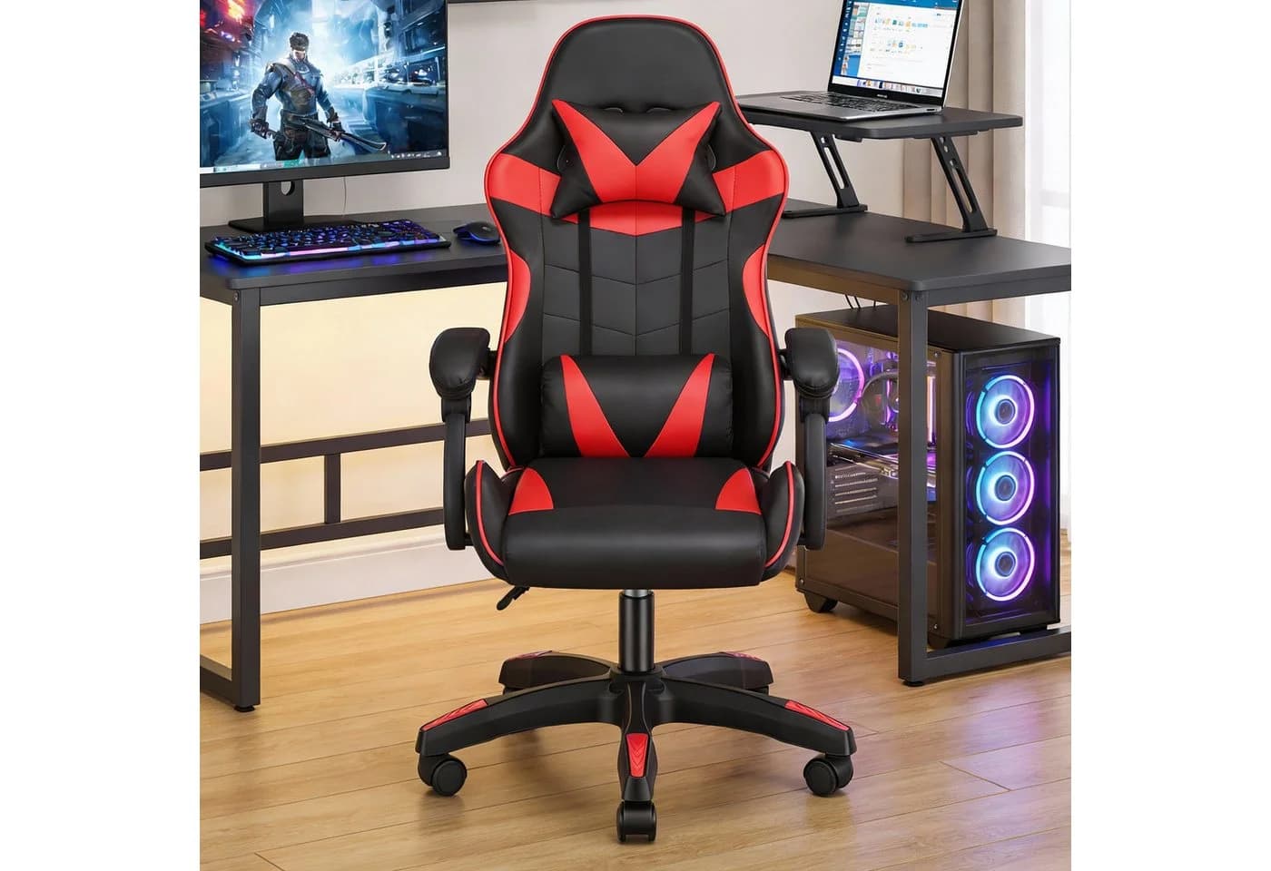 oyajia Gaming-Stuhl Ergonomisch mit Kopfstütze und Lendenkissen - Bild 2