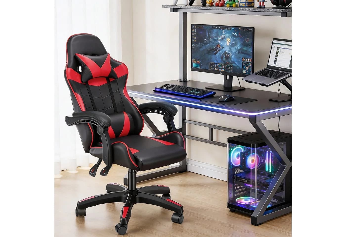 oyajia Gaming-Stuhl Ergonomisch mit Kopfstütze und Lendenkissen - Bild 4