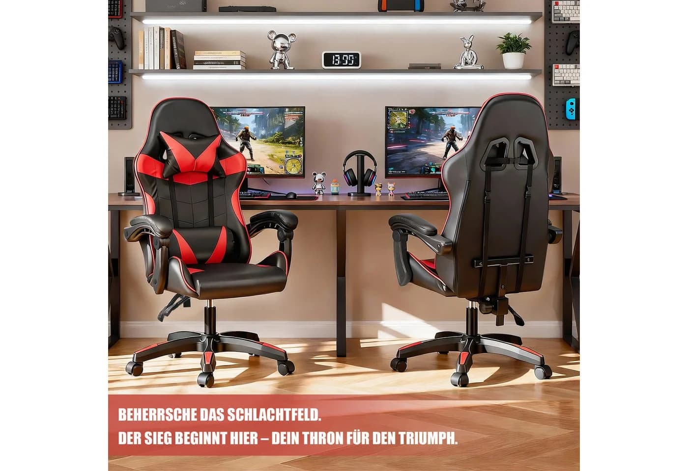 oyajia Gaming-Stuhl Ergonomisch mit Kopfstütze und Lendenkissen - Bild 5