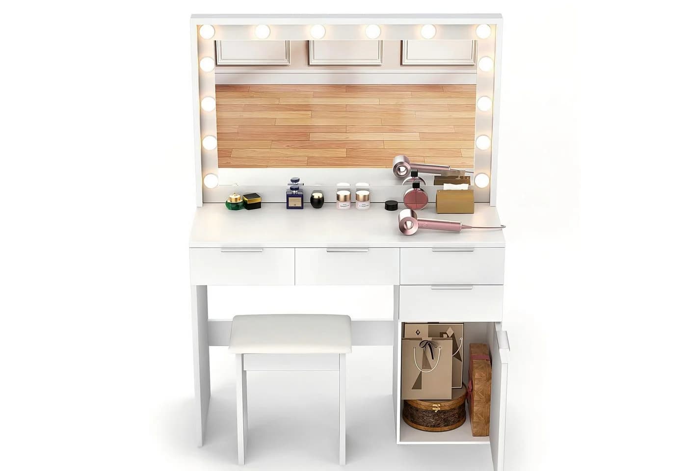 oyajia Schminktisch-Set mit USB-Anschluss und LED-Beleuchtung - Bild 2