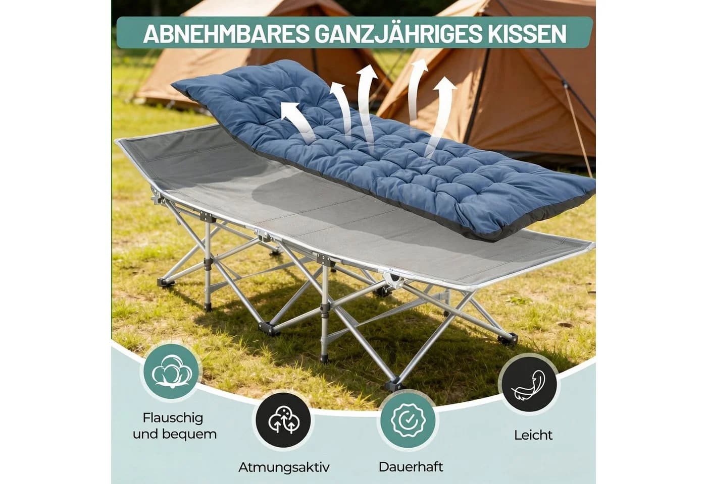 kehot Klappbett Campingbett Feldbett 188x64x49 cm - Bild 3