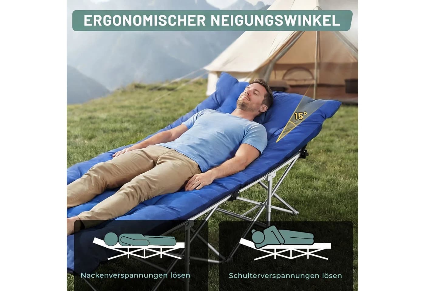 kehot Klappbett Campingbett Feldbett 188x64x49 cm - Bild 4