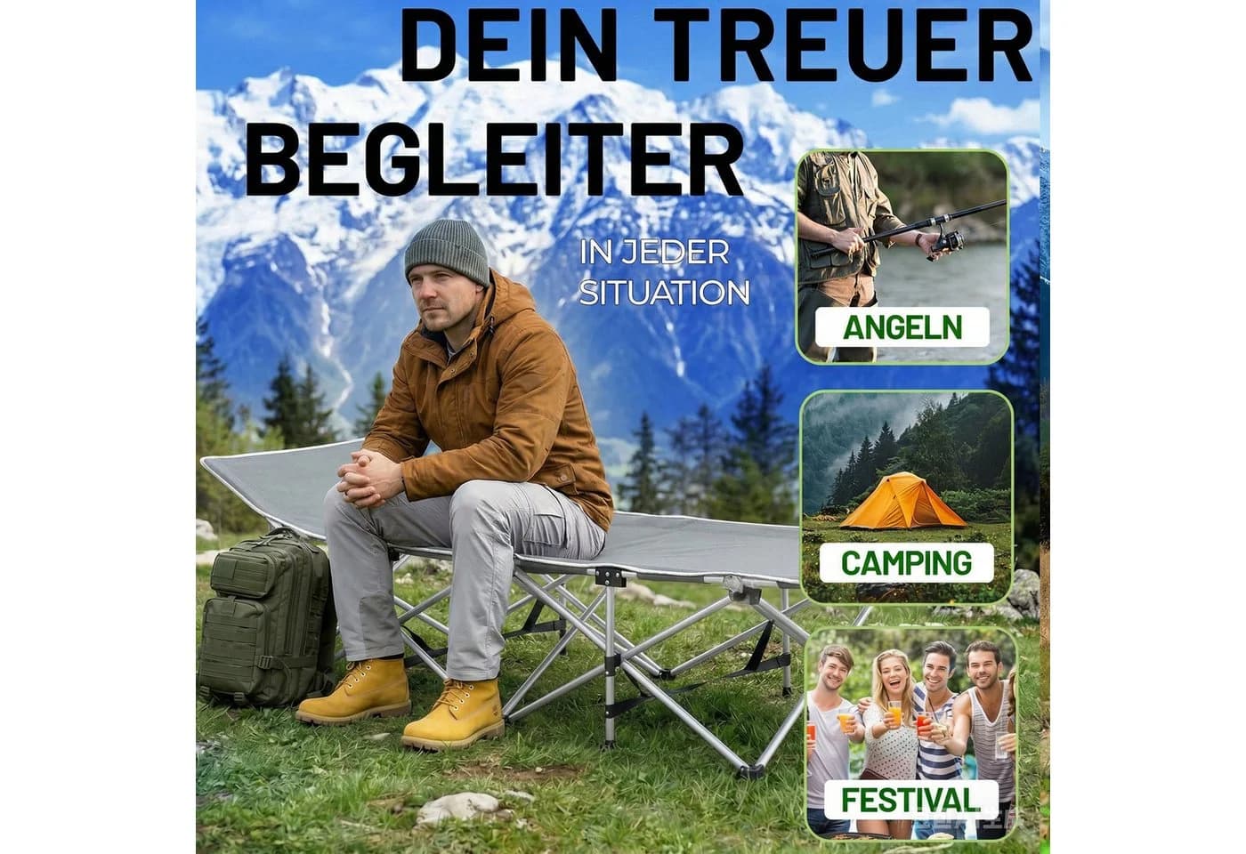 kehot Klappbett Campingbett Feldbett 188x64x49 cm - Bild 5