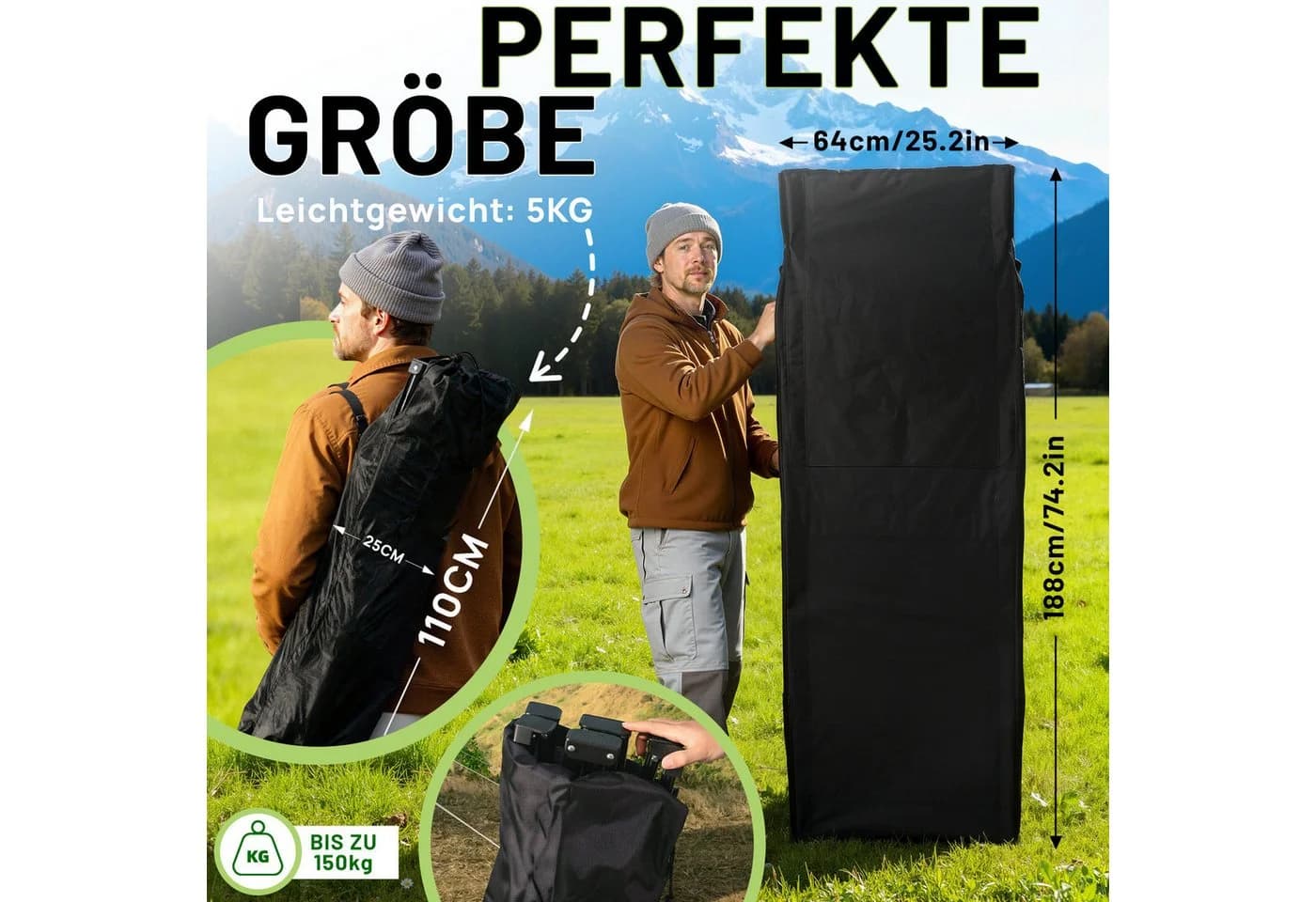 kehot Klappbett Campingbett Feldbett Klappbar 188x64x49 cm