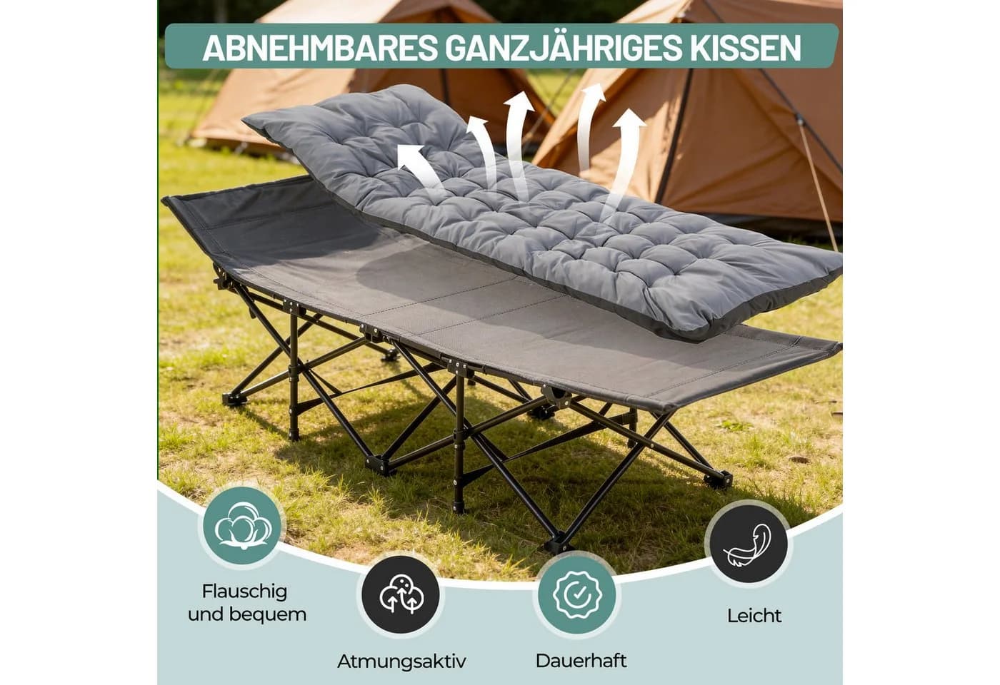 kehot Klappbett Campingbett Feldbett Klappbar 188x64x49 cm - Bild 3