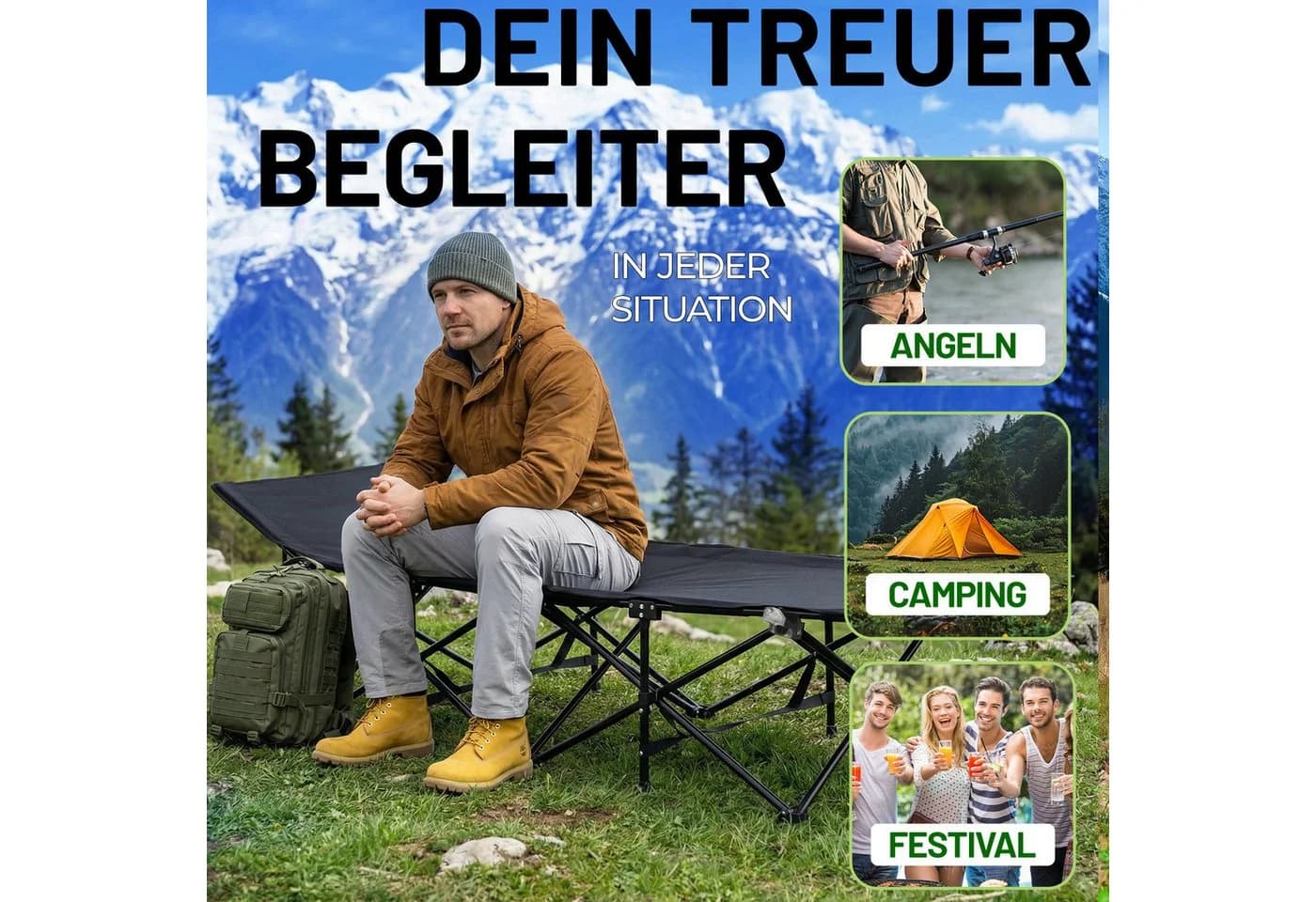 kehot Klappbett Campingbett Feldbett Klappbar 188x64x49 cm - Bild 5