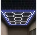 oyajia LED Dekolicht 14er-Pack Hexagon LED Garagenleuchte Rahmen Blau LED Garage Light Kaltweiß+Blau DIY LED Dekolicht für Garage Studio Friseursalons Auto-Detailing-Shop Bild 1
