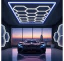 oyajia LED Dekolicht 14er-Pack Hexagon LED Garagenleuchte Rahmen Blau LED Garage Light Kaltweiß+Blau DIY LED Dekolicht für Garage Studio Friseursalons Auto-Detailing-Shop Bild 2