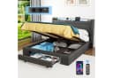 oyajia Polsterbett Doppelbett LED-Beleuchtung Grau Bild 1