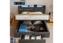 oyajia Polsterbett Doppelbett LED-Beleuchtung Grau Bild 3
