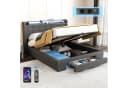 oyajia Polsterbett Doppelbett LED-Beleuchtung Grau Bild 5