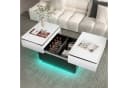 oyajia Couchtisch Wohnzimmertisch Hochglanz mit LED Beleuchtung & Fernsteuerung Bild 2